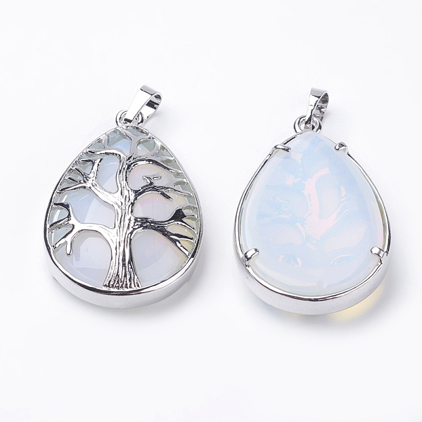 

PandaHall Opalite Pendants, with Brass Findings, teardrop, Platinum, 39x26x7~9mm, Hole: 5x7mm Opalite Teardrop