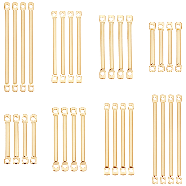

PandaHall 80pcs 14K Gold Plated Earring Links Bars Connectors, Brass 2-Hole Earring Strip Stick Golden Bar Jewellery Connector for DIY...