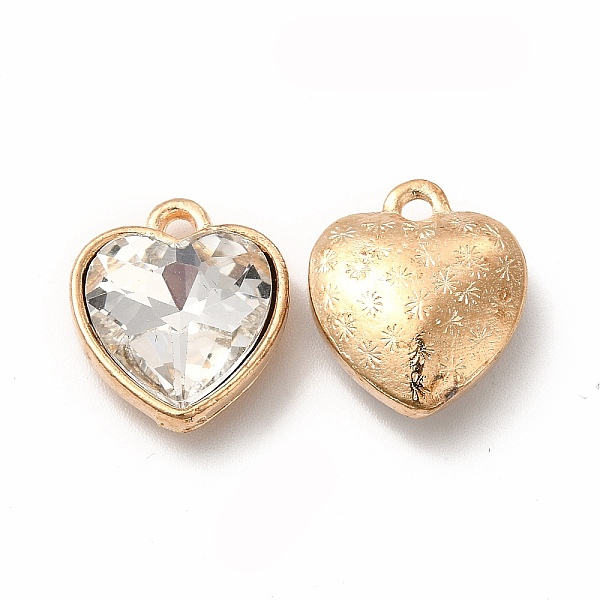 

PandaHall Faceted Glass Rhinestone Pendants, with Golden Tone Zinc Alloy Findings, Heart Charms, Clear, 16.5x14x6.5mm, Hole: 1.6mm...