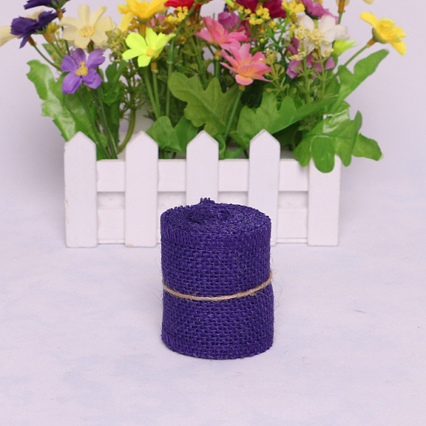 

PandaHall Lace Linen Rolls, Jute Ribbons For Craft Making, Indigo, 60mm, 2m/roll Jute Purple