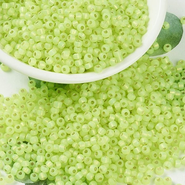

PandaHall MIYUKI Round Rocailles Beads, Japanese Seed Beads, 8/0, (RR675) Silverlined Chartreuse Opal, 3mm, Hole: 1mm, about 422~455pcs/10g..., Green