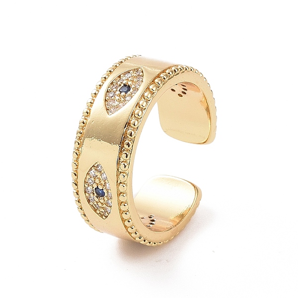 

PandaHall Brass Micro Pave Cubic Zirconia Open Rings, Evil Eye Cuff Rings for Women, Real 18K Gold Plated, 8mm, Inner Diameter: US Size 7..., Clear