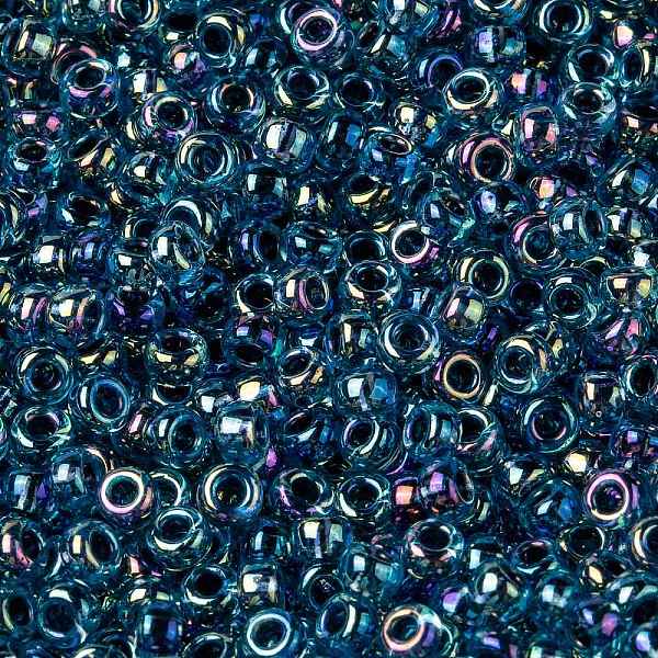 

PandaHall MIYUKI Round Rocailles Beads, Japanese Seed Beads, (RR339) Blue Lined Aqua AB, 8/0, 3mm, Hole: 1mm, about 2111~2277pcs/50g Glass...