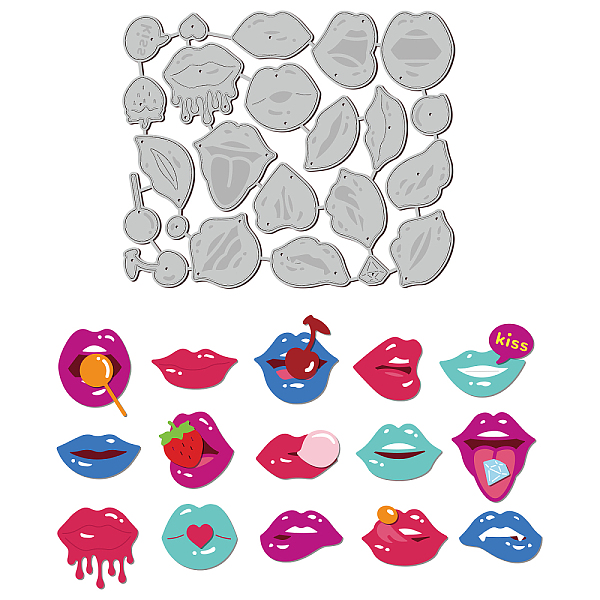 

PandaHall GLOBLELAND 1Set Lips Mouth Tongue Cutting Die Metal Foods Candy Die Cuts Embossing Stencils Template for Paper Card Making...