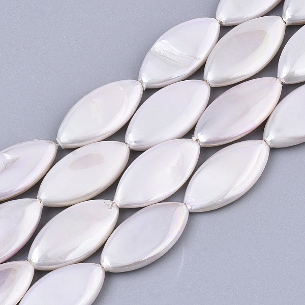 

PandaHall Shell Pearl Beads Strands, Spray Painted, Horse Eye, Pearl Pink, 20x10x3.5mm, Hole: 0.9mm, about 18 pcs/Strand, 14.37 inch(36.5...