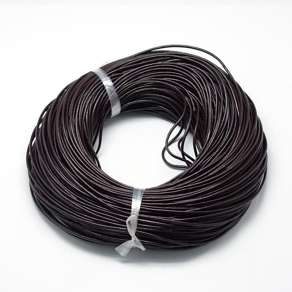 

PandaHall Spray Painted Cowhide Leather Cords, Coconut Brown, 1.5mm, about 100yards/bundle(300 feet/bundle) Cowhide Round Brown