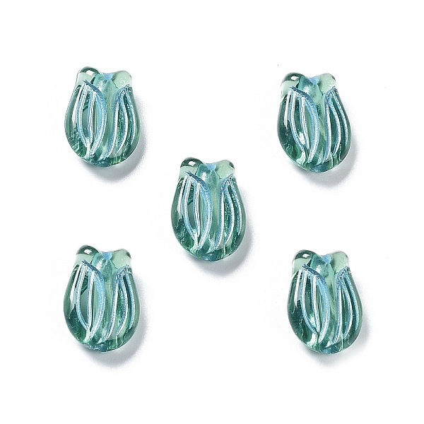 

PandaHall Plating Transparent Acrylic Beads, Metal Enlaced, Tulip, Medium Aquamarine, 16x11.5x7mm, Hole: 2mm, about 670pcs/500g Acrylic...