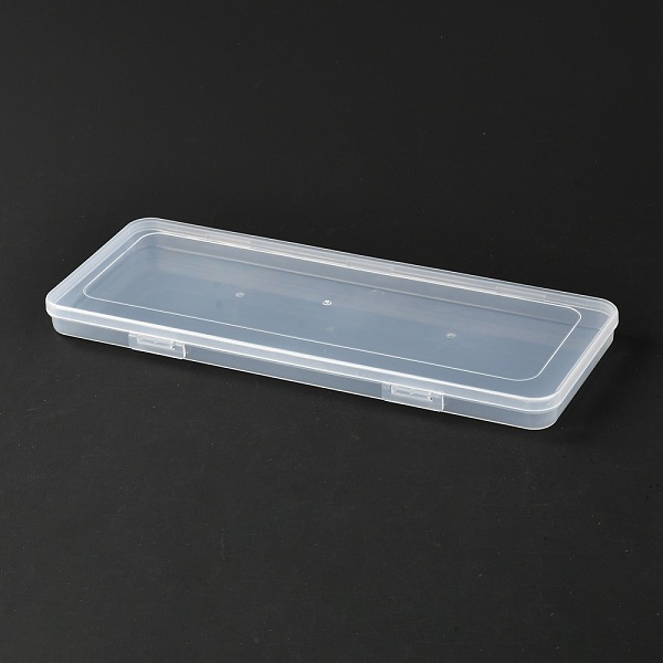 PandaHall Rectangle Polypropylene(PP) Plastic Boxes, Bead Storage Containers, with Hinged Lid, Clear, 10.3x26.5x1.8cm, Inner Diameter...