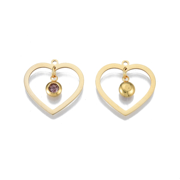

PandaHall 201 Stainless Steel Pendants, with Rhinestone, Heart with Flat Round, Real 18K Gold Plated, Tangerine, 23x24x1mm, Hole: 1.6mm..., Orange