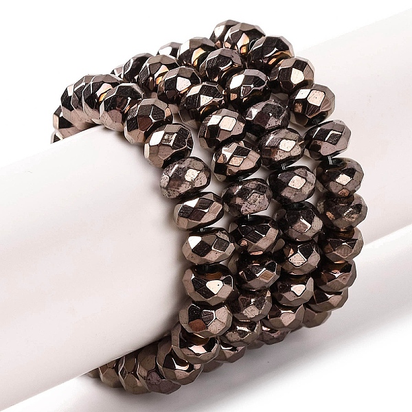

PandaHall Electroplated Synthetic Non-magnetic Hematite Beads Strands, Faceted, Rondelle, Coffee Plated, 6x3.5~4mm, Hole: 1.2mm, about...
