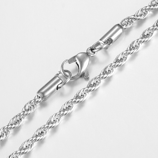 

PandaHall 201 Stainless Steel Rope Chain Necklaces, with Lobster Claw Clasps, Stainless Steel Color, 23.6 inch(60cm), 4.0 201 Stainless...