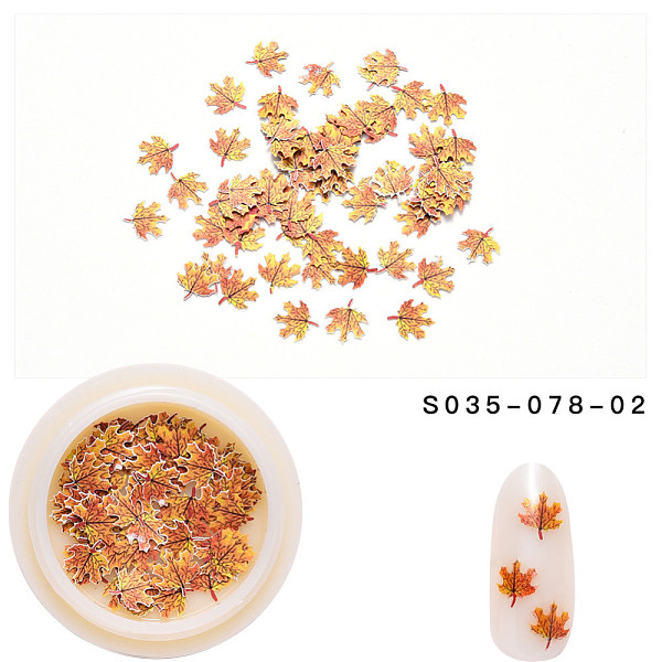 

PandaHall Paper Cabochons, Faddish Nail Art Decorations, Leaf, Goldenrod, 3~10x3~7x0.1mm, 50pcs/box Paper Leaf Gold