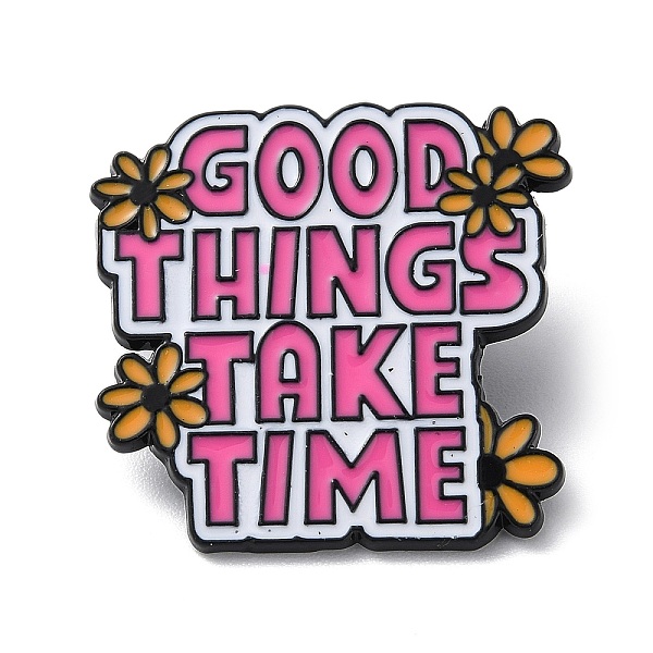 

PandaHall Inspiring Word Enamel Pins, Black Zinc Alloy Brooch for Backpack Clothes, Hot Pink, 29x30x1.5mm Alloy+Enamel Word