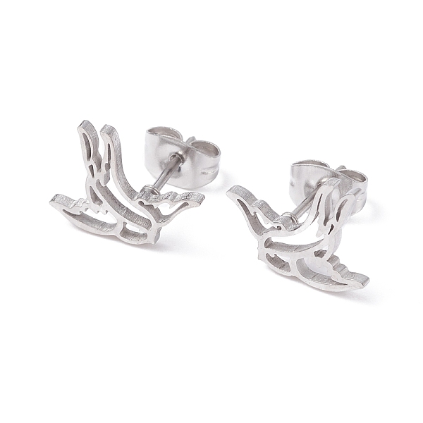 

PandaHall Swallow Shape 304 Stainless Steel Stud Earrings for Women, Stainless Steel Color, 11x13mm, Pin: 0.7mm 304 Stainless Steel Bird