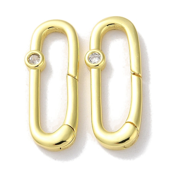 

PandaHall Rack Plated Brass Micro Pave Cubic Zirconia Clasps, Long-Lasting Plated, Lead Free & Cadmium Free, Oval, Real 18K Gold Plated..., Clear