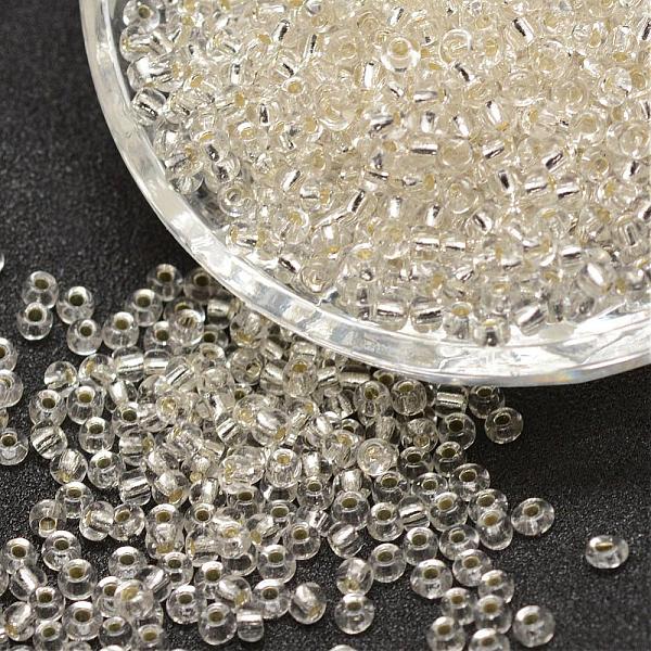 

PandaHall 6/0 Transparent Glass Round Seed Beads, Grade A, Silver Lined, Clear, 3.6~4.0mm, Hole: 1.2mm, about 5000pcs/pound Glass Clear