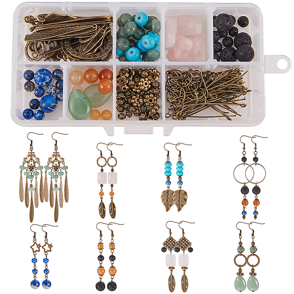 

PandaHall SUNNYCLUE DIY Earring Making, Alloy Linking Rings, Tibetan Style Alloy Pendants, Natural & Synthetic Mixed Gemstone and Brass...