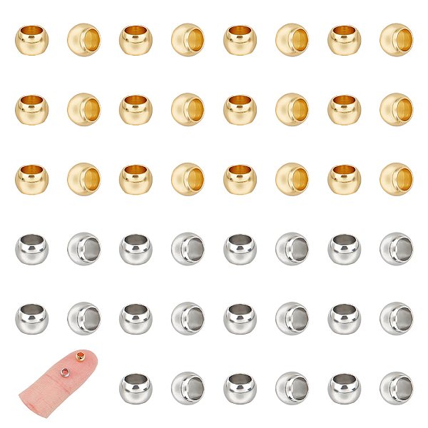 

PandaHall UNICRAFTALE 60Pcs 2 Colors Ion Plating(IP) Stainless Steel Loose Beads Rondelle Beads Spacer Beads 2.5mm Small Hole Golden Metal...