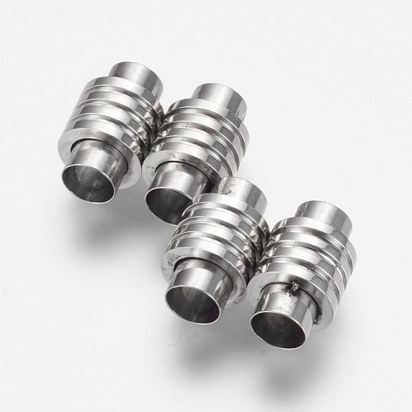 

PandaHall 304 Stainless Steel Magnetic Clasps with Glue-in Ends, Column, Stainless Steel Color, 16x10mm, Hole: 6mm 304 Stainless Steel...
