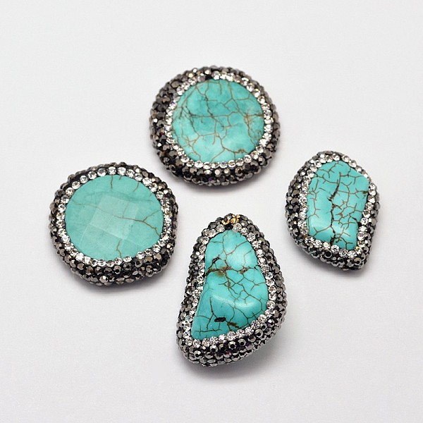 

PandaHall Natural Howlite Beads & Pendants, Dyed & Heated, with Czech Rhinestone, Mixed Shape, 18~29x12~25x6~13mm, Hole: 1mm Howlite Mixed...