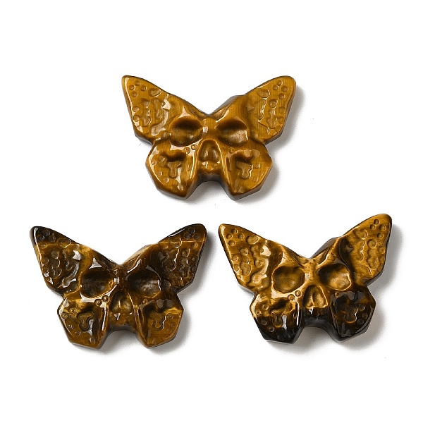 

PandaHall Natural Tiger Eye Pendants, Butterfly Charms with Engraved Skull, 25.5~26x37x7~9mm, Hole: 1.5~1.6mm Tiger Eye Butterfly