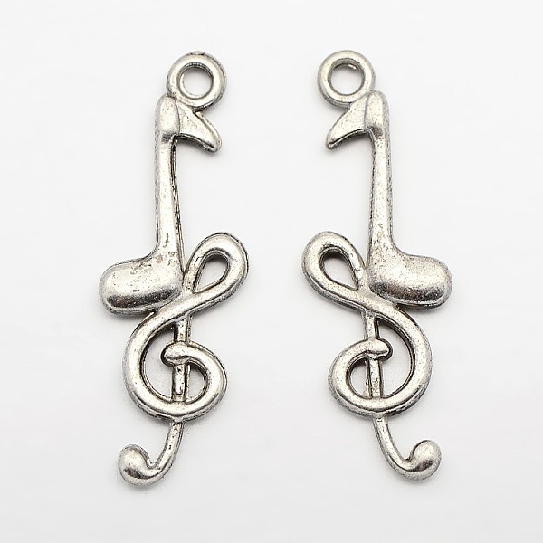 

PandaHall Tibetan Style Alloy Pendants, Musical Note, Lead Free and Cadmium Free, Antique Silver, 32x11x3.5mm, Hole: 2mm Alloy Musical Note