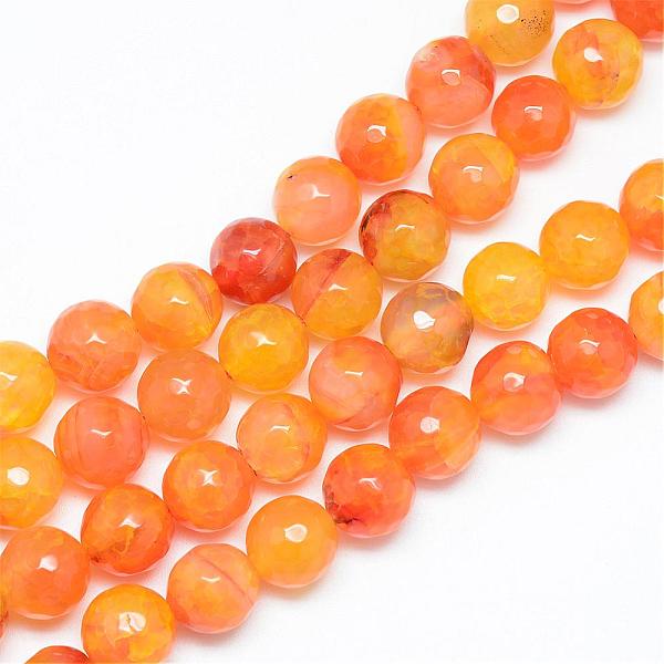 

PandaHall Natural Agate Bead Strands, Dyed, Faceted, Round, Dark Orange, 8~9mm, Hole: 1mm, about 45~47pcs/strand, 14.4~15.2 inch Natural...