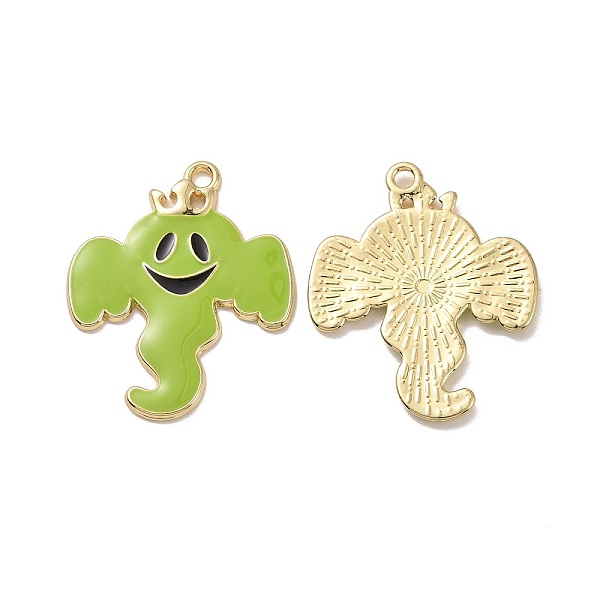 

PandaHall Halloween Theme Rack Plating Alloy Enamel Pendants, Ghost Charms, Light Gold, 31x25x1.5mm, Hole: 2mm Alloy+Enamel Ghost