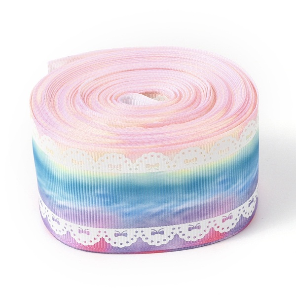 

PandaHall Polyester Printed Grosgrain Ribbon, Single Face Lace Pattern, for DIY Handmade Craft, Gift Decoration , Colorful, 1-1/2 inch(38mm)...