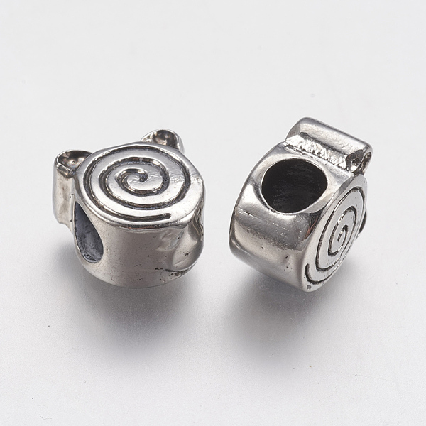 

PandaHall Ion Plating(IP) 304 Stainless Steel European Beads, Large Hole Beads, Flat Round, Antique Silver, 12x11x8mm, Hole: 5mm 304...