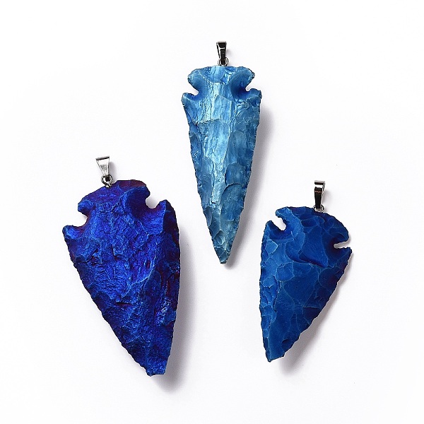 

PandaHall Electroplated Quartz Crystal Pendants, with Brass Finding, Gunmetal, Arrowhead, Blue Plated, 50~70x24~38x6~11mm, Hole: 5x8mm...