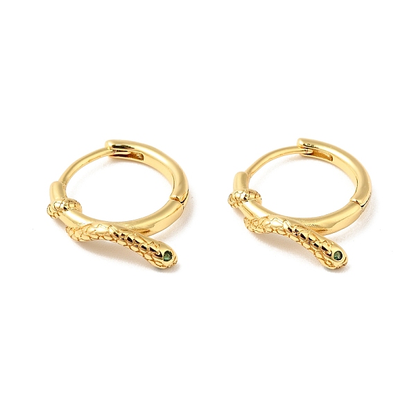 

PandaHall Green Cubic Zirconia Snake Hoop Earrings, Brass Jewelry for Women, Cadmium Free & Nickel Free & Lead Free, Real 18K Gold Plated...