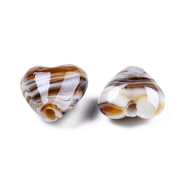 

PandaHall Handmade Lampwork Beads, Pearlized, Sienna, 16x16x8.5mm, Hole: 1.4mm Lampwork Heart Brown