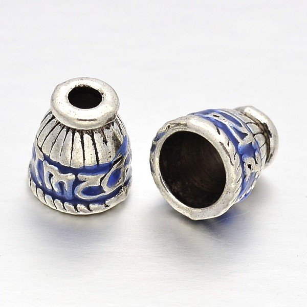 

PandaHall Antique Silver Plated Alloy Enamel Bead Cones, Apetalous, Blue, 10x9mm, Hole: 2.5~6.5mm Alloy+Enamel Blue