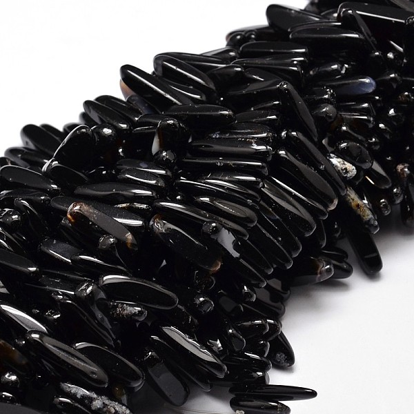 

PandaHall Natural Black Agate Chip Beads Strands, Dyed & Heated, 8~30x5~12mm, Hole: 1mm, about 15.3 inch~15.7 inch Black Agate Chip