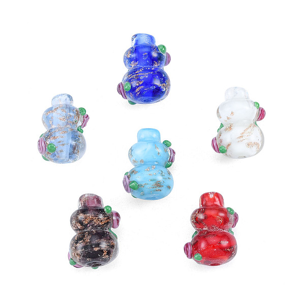 

PandaHall Handmade Gold Sand Lampwork Beads, Gourd, Mixed Color, 18x14x11~13mm, Hole: 1.8mm Lampwork Others Multicolor