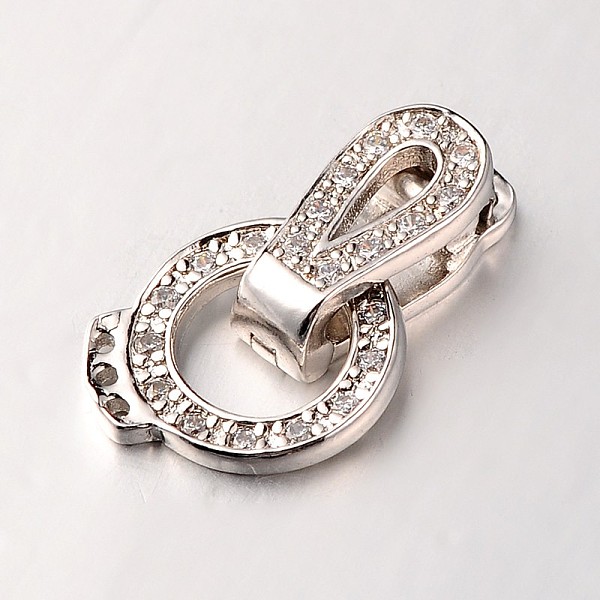 

PandaHall Brass Micro Pave Cubic Zirconia Fold Over Clasps, Cadmium Free & Lead Free, Platinum, 20x11x4mm, Hole: 1mm Brass+Cubic Zirconia..., Clear