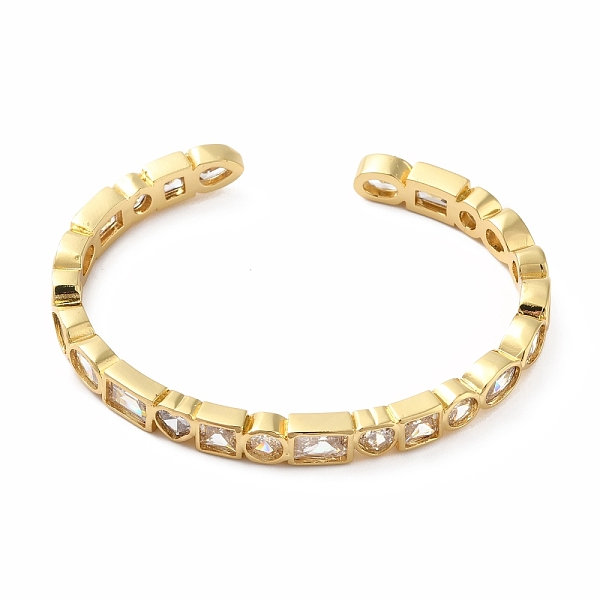 

PandaHall Cubic Zirconia Rectangle & Heart Wrap Open Cuff Bangle, Real 18K Gold Plated Brass Jewelry for Women, Lead Free & Cadmium Free..., Clear