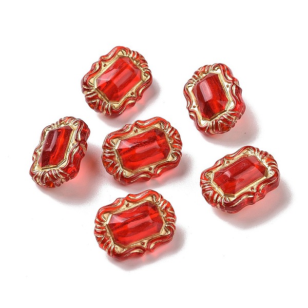 

PandaHall Transparent Acrylic Beads, Golden Metal Enlaced, Oval, Red, 18x13.5x8.5mm, Hole: 1.8mm Acrylic Oval Red