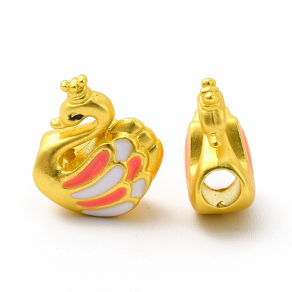 

PandaHall Rack Plating Alloy Enamel Beads, Swan, Matte Gold Color, 15x12.5x7mm, Hole: 3.5mm Alloy+Enamel Other Animal