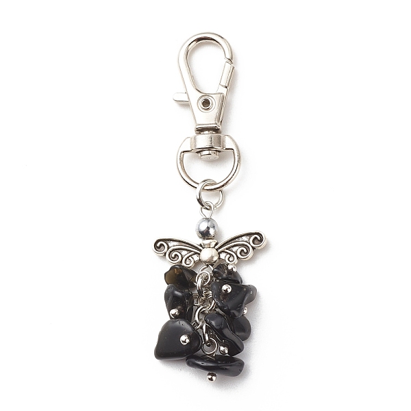 

PandaHall Natural Obsidian Beaded Cluster Pendant Decorates, with Swivel Clasps, Lobster Clasp Charms, Clip-on Charms, for Keychain, Purse...