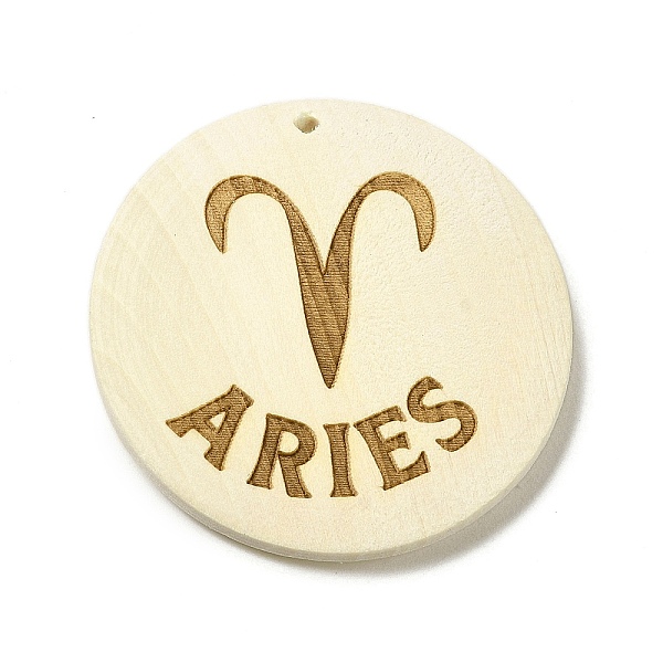 

PandaHall Wood Pendants, Flat Round, Aries, 40x39x6mm, Hole: 1.6mm Wood Aries