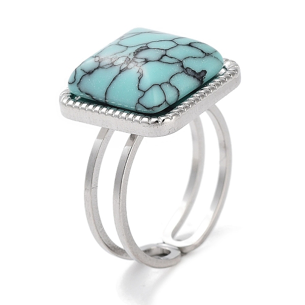 

PandaHall 304 Stainless Steel Ring, Adjustable Synthetic Turquoise Rings, Square, 15x15mm, Inner Diameter: Adjustable Synthetic Turquoise...