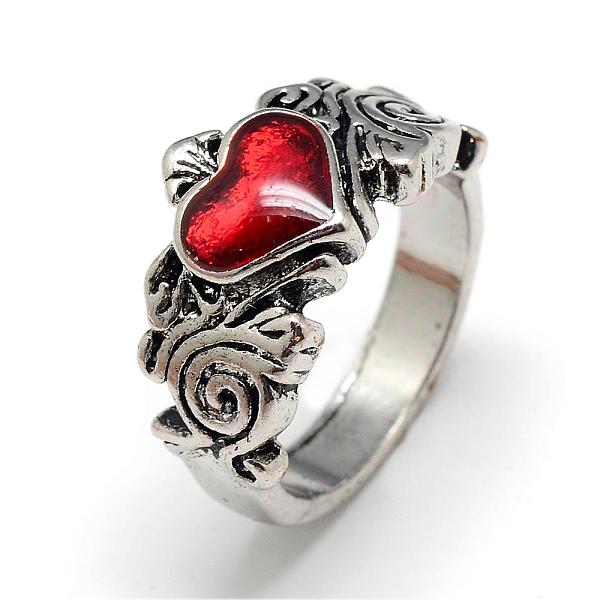 

PandaHall Alloy Enamel Finger Rings, Wide Band Rings, Heart, Size 8, Antique Silver, 18mm Alloy