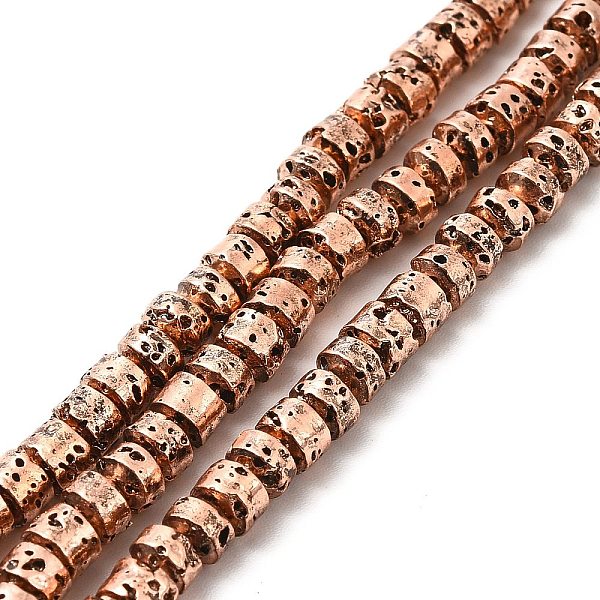 

PandaHall Electroplated Natural Lava Rock Beads Strands, Column, Copper Plated, 3x4.5mm, Hole: 1mm, about 127~128pcs/strand, 15.75~15.94...