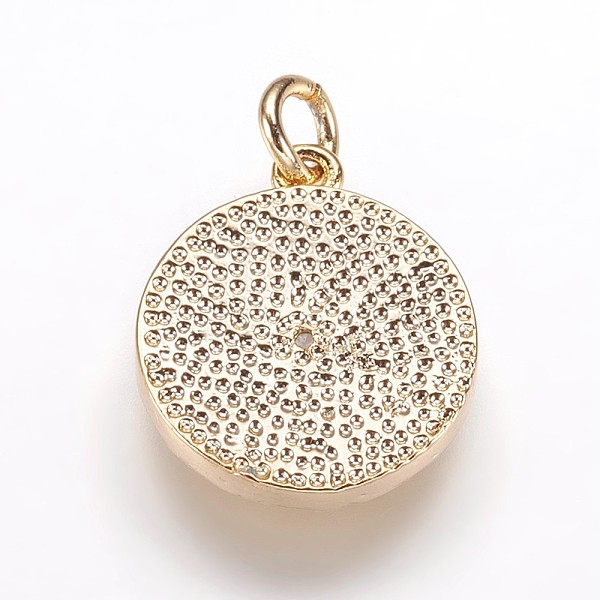 

PandaHall Hammered Brass Pendants, with Cubic Zirconia and Enamel, Flat Round with Eye, Golden, 17x14.5x3mm, Hole: 3mm Brass+Cubic..., Black
