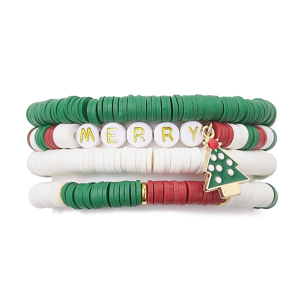 

PandaHall 4Pcs 4 Style Handmade Polymer Clay Stretch Bracelets Set, Stackable Christmas Bracelets for Women, Mixed Color, Inner Diameter..., Multicolor