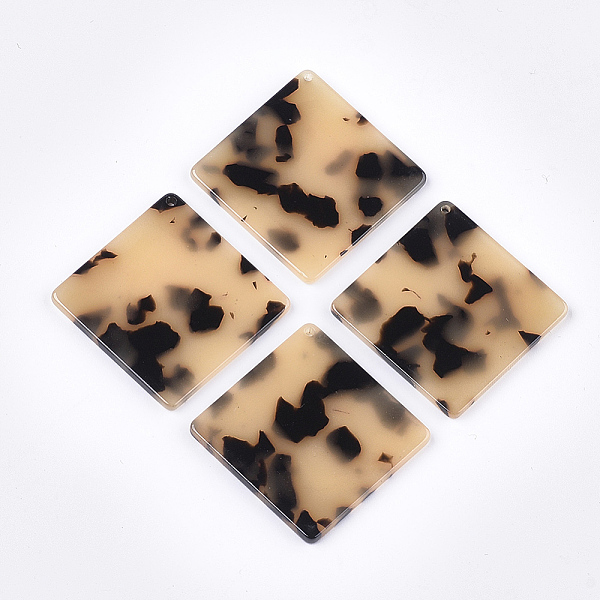 

PandaHall Cellulose Acetate(Resin) Pendants, Leopard Print, Rhombus, PapayaWhip, 45x45x3mm, Hole: 1.4mm, Diagonal Length: 45mm, Side Length..., Orange