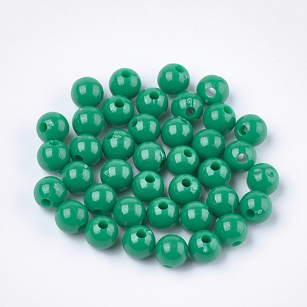 

PandaHall Opaque Plastic Beads, Round, Sea Green, 6x5.5mm, Hole: 1.8mm, about 479pcs/50g Plastic Round