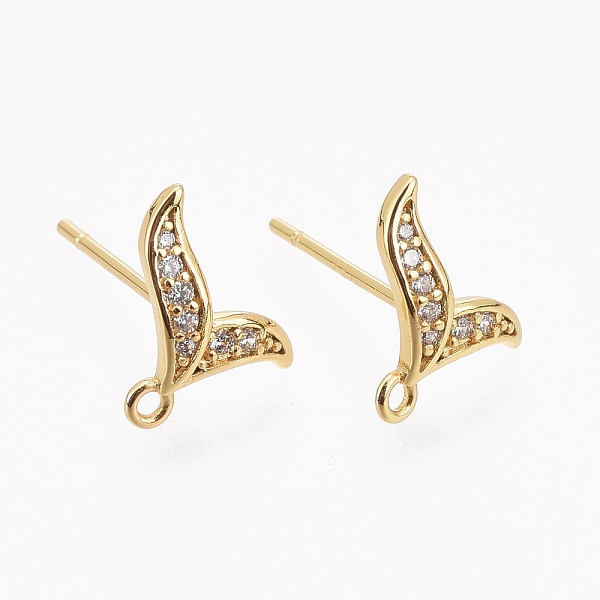 

PandaHall Brass Micro Pave Clear Cubic Zirconia Stud Earring Findings, with Silicone Ear Nuts, with Loop, Long-Lasting Plated, Fishtail...